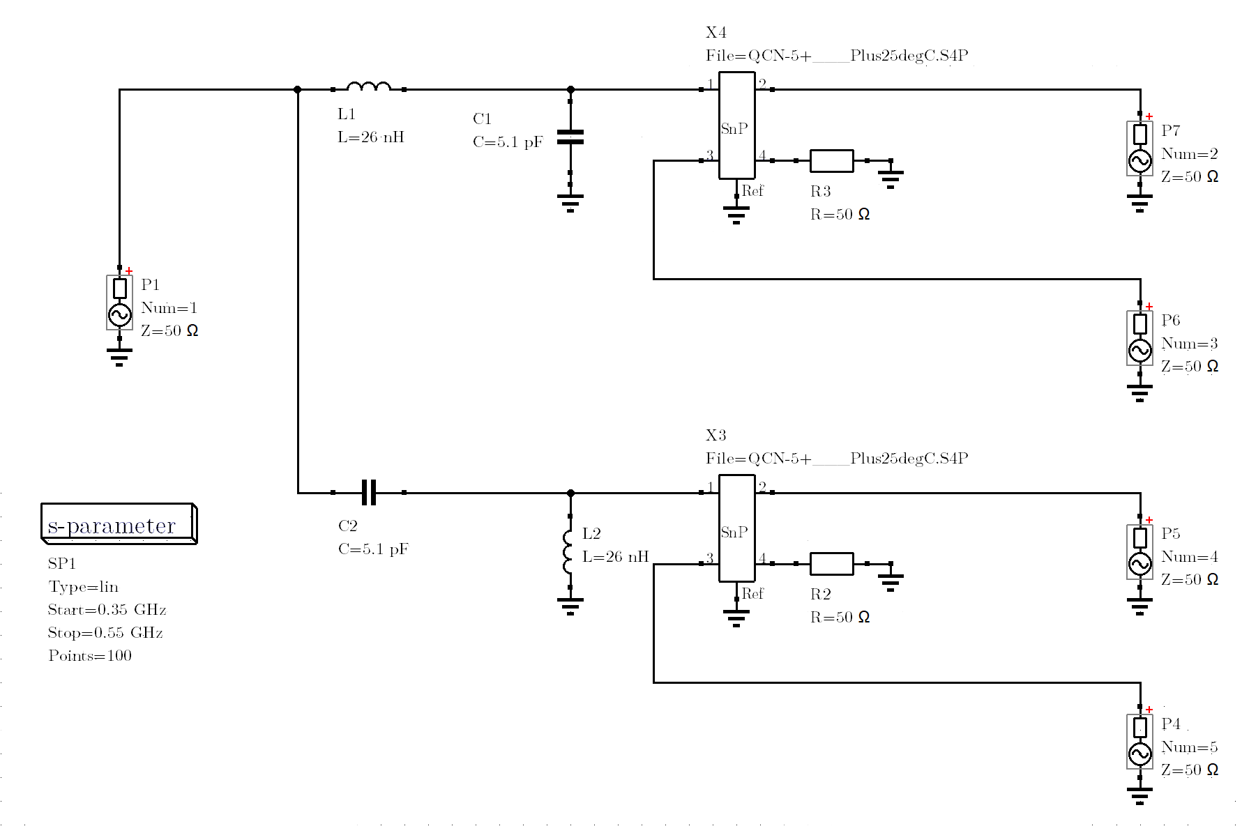 Simulation model of the circuit